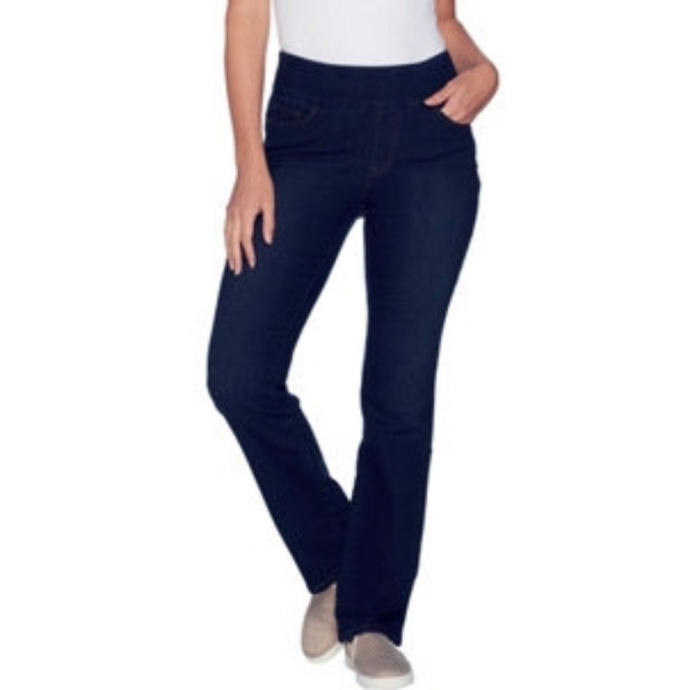 Elastic Wide Band Waist Pull On Stretch Jeans